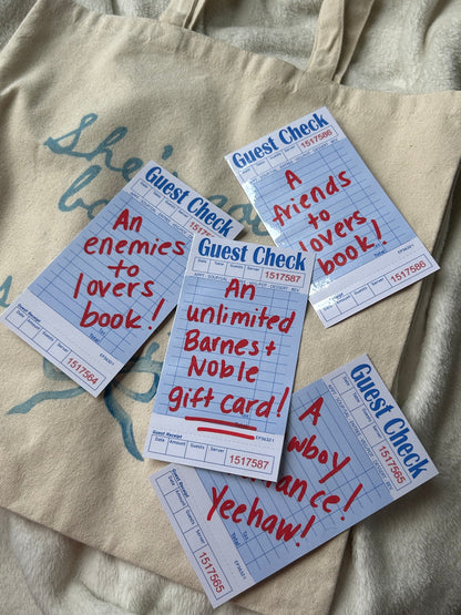 Guest Check Bookmark- Book Tropes